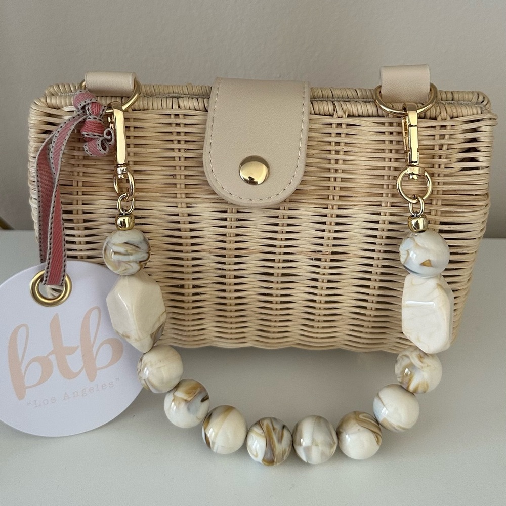 Beige Woven Clutch